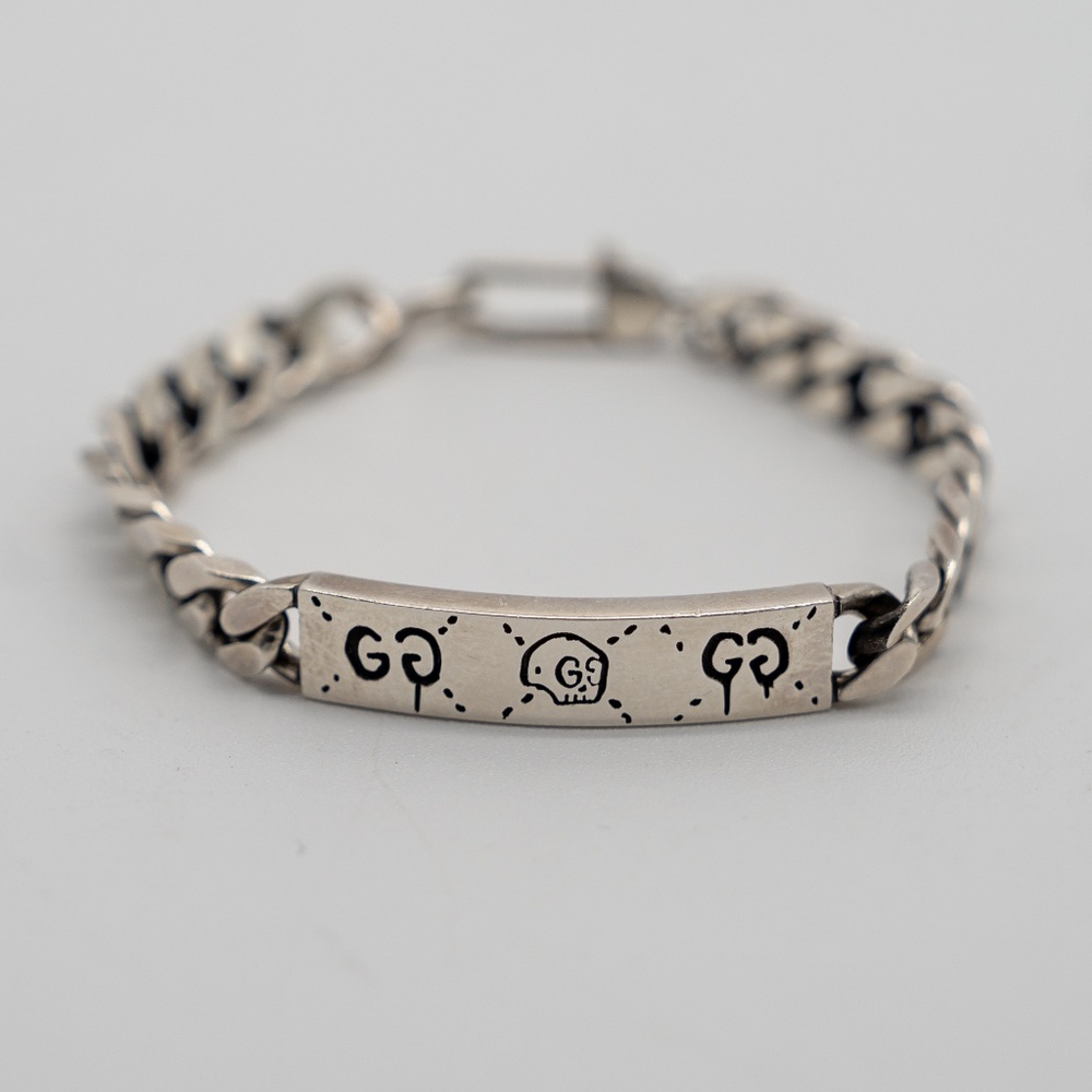 size 16 Gucci Sterling Skull Ghost 925 Silver Bracelet Link